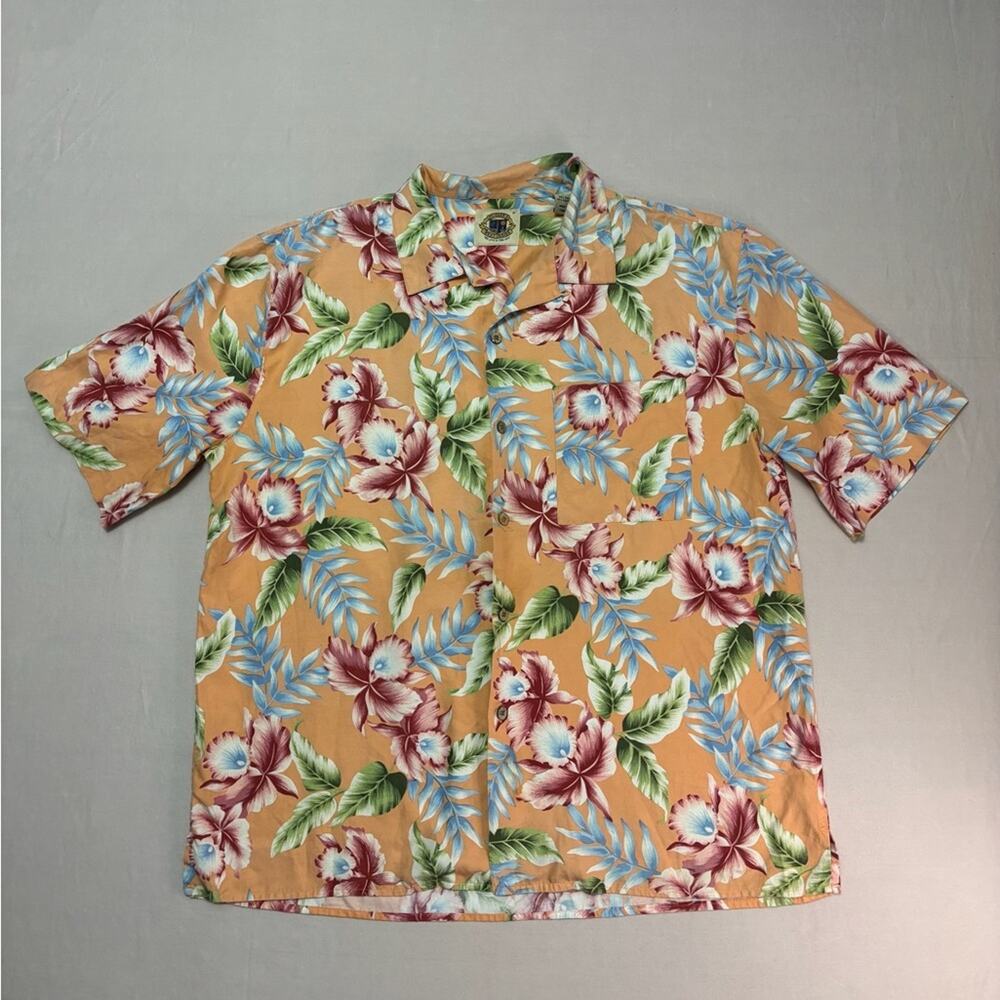 Pusser's West Indies Men's Coral Hawaiian Floral Short-Sleeve Shirt Size Large